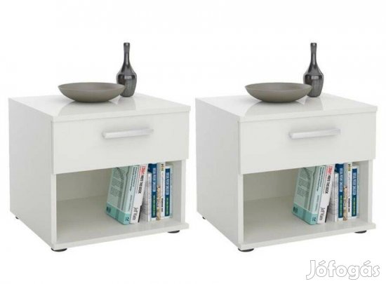 Mary 1 fiókos éjjeliszekrény 2 darabos szettben (fehér) 94984