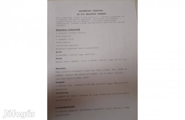 Masszázs szék, újszerű állapotban