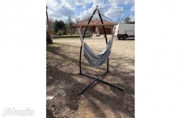 Masszív fém hintaállvány + Szürke függőfotel