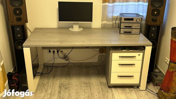 Masszív íróasztal/munkaasztal 170x80 cm + 3 fiókos konténer