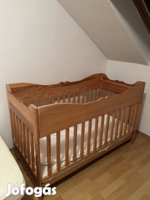 Masszív tömör fenyő gyerekágy kókuszmatraccal (140x70)
