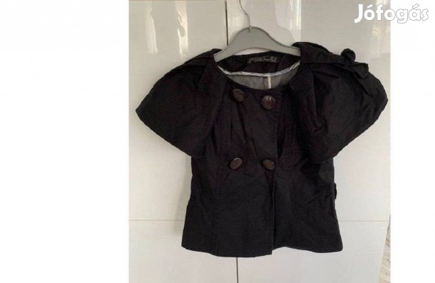 Mastina rövid ujjú elegáns pamut fekete kabát blézer 36