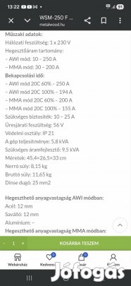 Mastroweld Wsm-250F hegesztőgép 