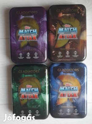 Match attax 2025-26 focis kártyák fémdobozban