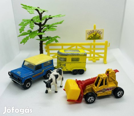 Matchbox Land Rover & Pony Trailer Farmworkers Set, (5 db)