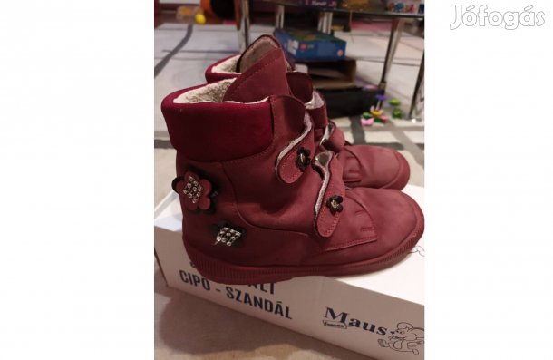 Maus szupinált kislány bakancs 32 méret bordó színű dobozá