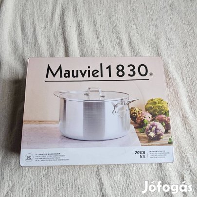 Mauviel 1830 lábas, 5.7L, rozsdamentes acél, háromrétegű, üvegfedővel