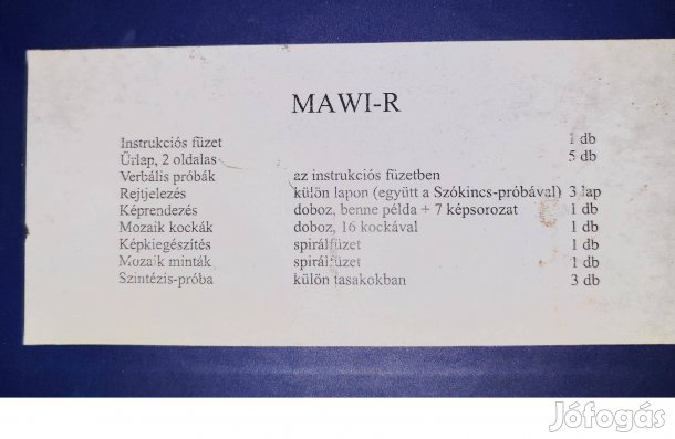 Mawi-R intelligencia dobozos teszt