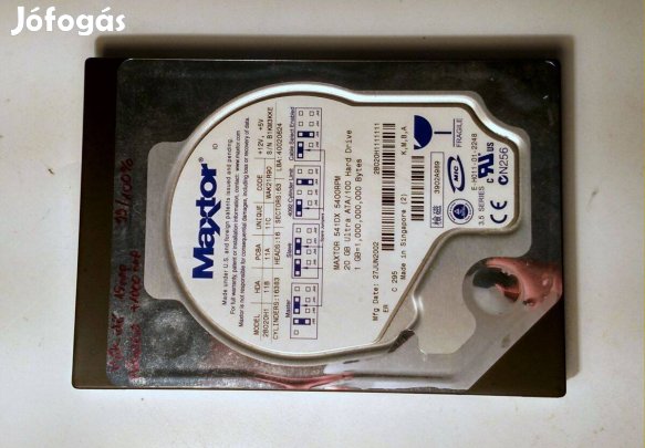 Maxtor 3.5 colos HDD 20GB 541DX (2002) tesztelve