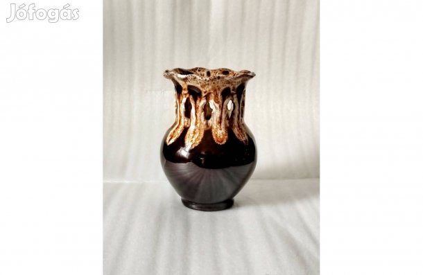 Mázas Kerámia váza nem jelzett, Áttört mintás