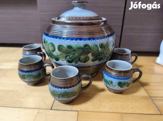 Mázas cserépedény, forralt boros, puncsos készlet!