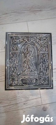 Mázas kerámia csempe falikép Bartolom, szürke