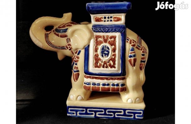 Mázas kerámia elefánt, Növény tartó, Virágtartó