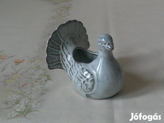 Mázas kerámia galamb, madár figura, nipp