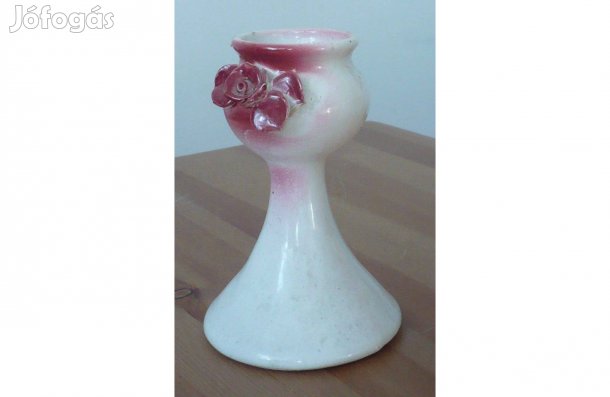 Mázas kis kerámia váza, 14 cm. magas