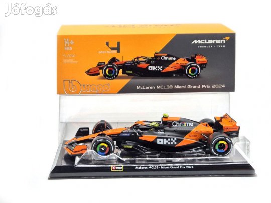 McLaren MCL38 F1 #4 (2024) - Lando Norris - PILÓTÁVAL -  Bburago - 1: