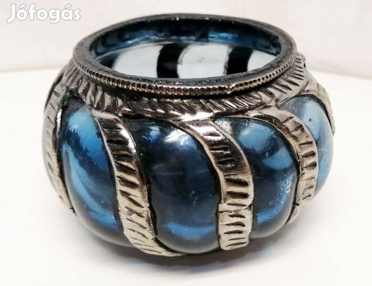 Mécsestartó Üveg fúvott pántolt váza Indiából