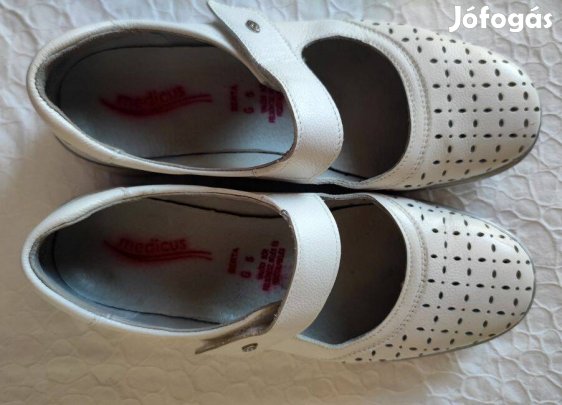 Medicus női, fehér valódi bőrcipő, balerina tépőzárral, G jelzéssel