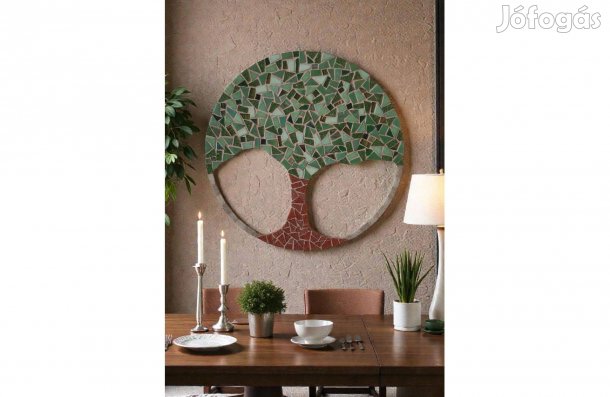 Mediterrán életfa, kézműves ajtókopogtató, falidísz, lakásdekor (37cm)