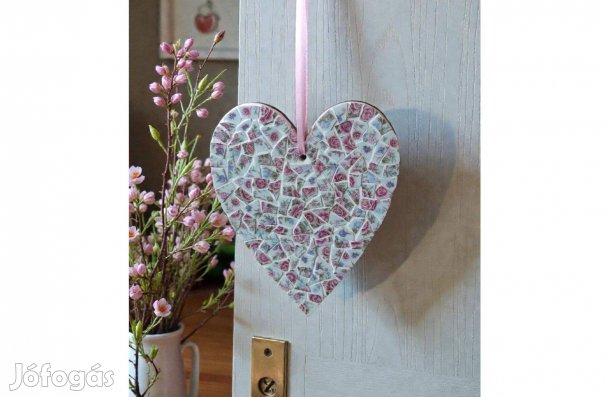 Mediterrán szív ajtókopogtató, falidísz, lakásdekoráció (20 cm)