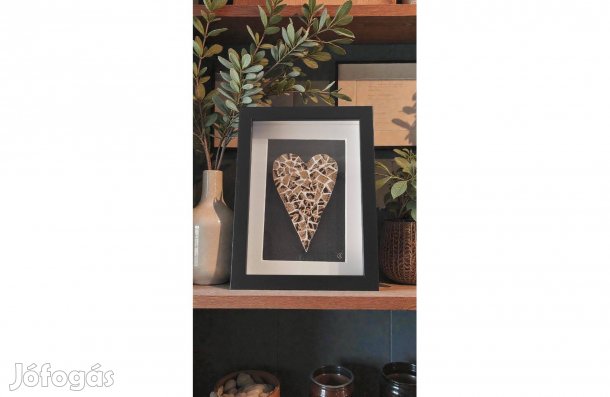 Mediterrán szív képek, kézműves lakásdekorációk (A5)