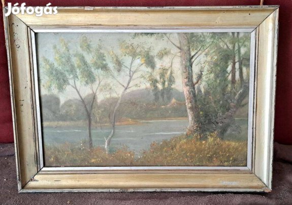 Mednyánszk László ? Tóparti táj fákkal