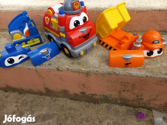 Megablocks tűzoltó, rendőr, billencs lego jellegű németül beszélő 