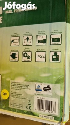 Megbízható nagy teljesítményű kerti szivattyú 4600L/h teljesítménnyel