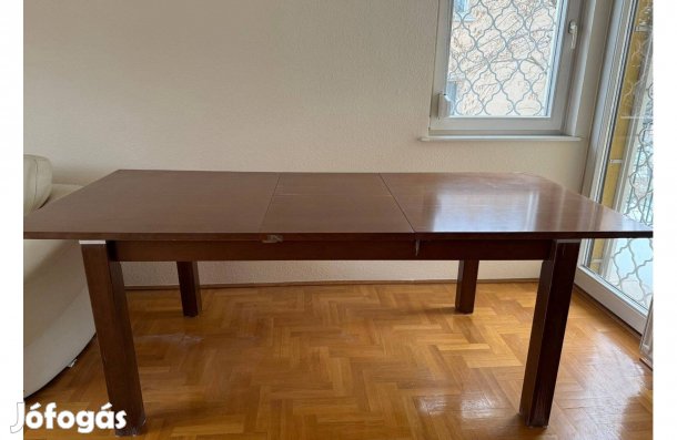Meghosszabbítható bővíthető barna fa étkezőasztal összecsukható asztal