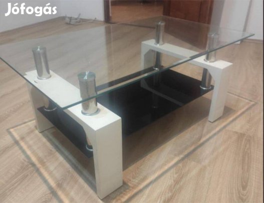 Megkímélt, üveg dohányzóasztal