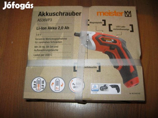 Meister akkumulátoros akkus csavarozó csavarbehajtó + csavarkiszedő