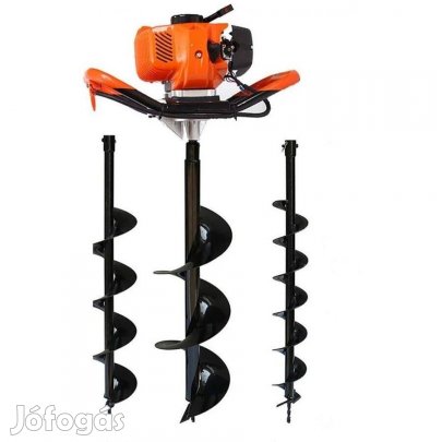 Meister benzines talajfúró földfúró lyukfúró 6,7LE + 3db csiga egyben