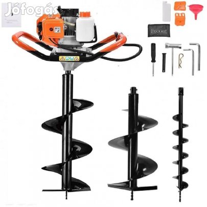 Meister benzines talajfúró földfúró lyukfúró 6,7LE + 5db csiga egyben