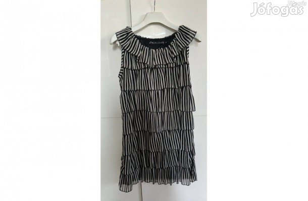Mela Loves női fekete fehér elegáns csíkos ruha M