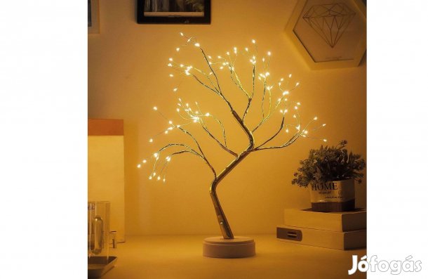 Melegfehér LED-es asztali fa dekoráció - érintőgombos elemes USB-s
