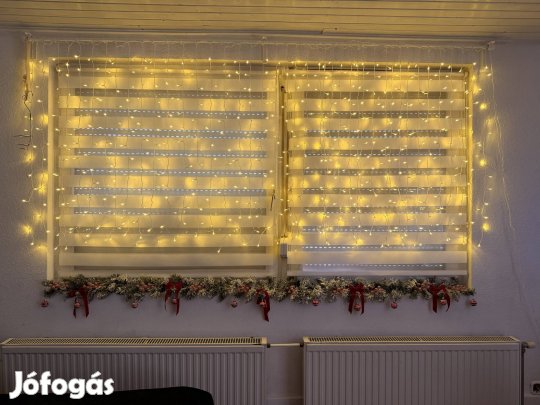 Melegfehér LED karácsonyi fényfüggöny 2 db 1,4x2 méter