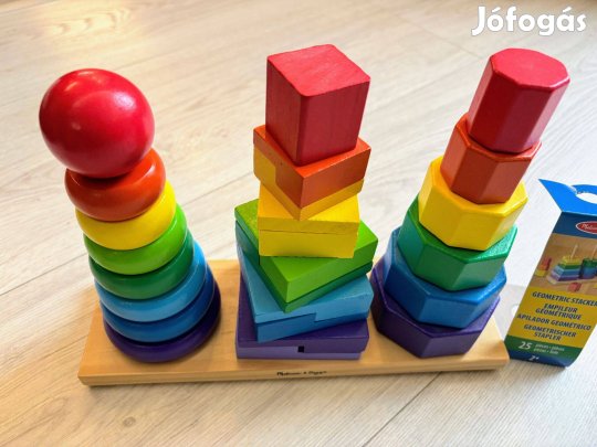Melissa & Doug geometrikus Montessori tornyok fából