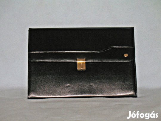 Menedzser, fekete, valódi bőrtáska Új