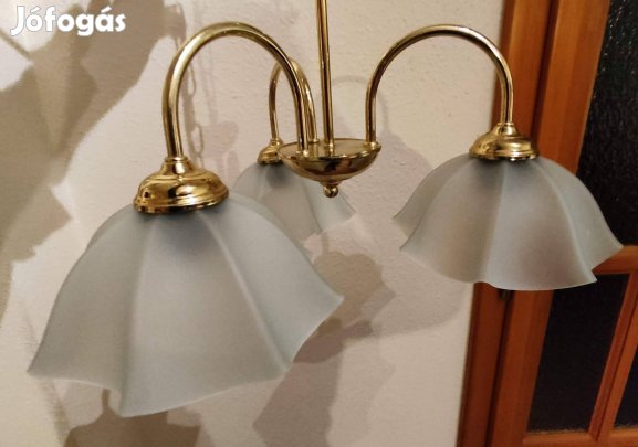 Mennyezeti csillár (3 ágú üvegbúrás szarvasi lámpa)