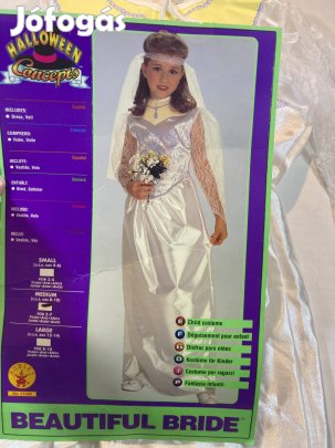 Menyasszony jelmez, új 8-10 év új, M110