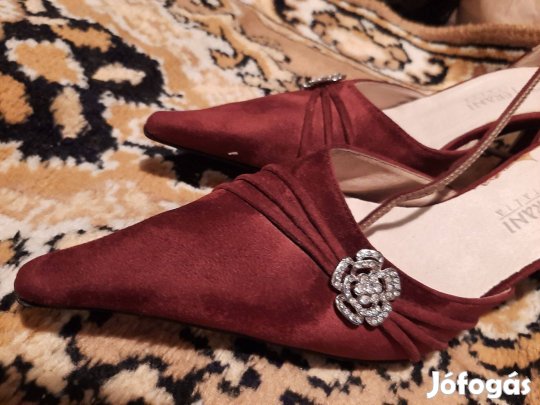 Menyecske cipő, alkalmi bordó, plüss, 38-as