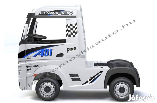 Mercedes Actros kamion12V-os fehér 1 személyes elektromos kisautó