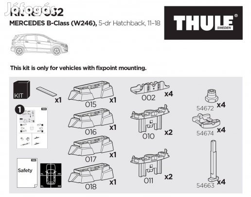 Mercedes B-Class W246 Thule Kit 187032 7032