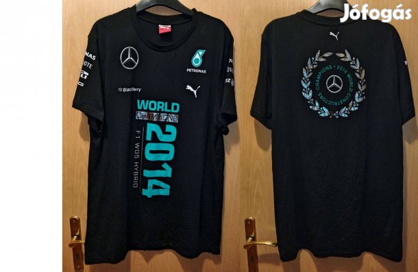 Mercedes Petronas 2014 Világbajnoki eredeti fekete Puma póló (XL)