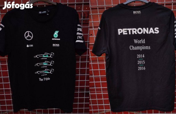 Mercedes Petronas szurkolói fekete VB győztes 2014-15-16 póló (XL)