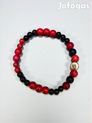 Mérleg horoszkópos vörös korall ásvány karkötő