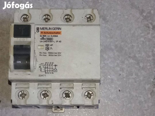 Merlin Gerin 3 fázisú FI-relé, áram védőkapcsoló, Évé relé 40A / 30mA