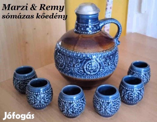 Mesés ritka Marzi & Remy snapszos német kőedény készlet
