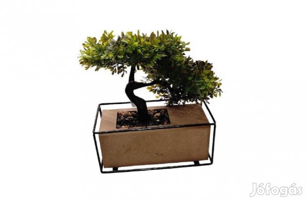 Mesterséges Bonsai kaspóval és fa alappal 21x11x28 cm, természetes h