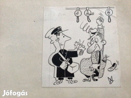 Mészáros András eredeti karikatúra rajza a Szabad Száj c. lapnak 11,5